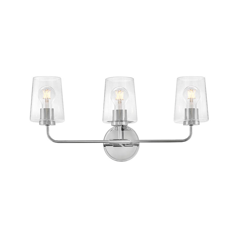 Lark Kline 3-Light Bath Vanity | Transitional Chrome Steel and Clear Glass | Bathroom Vanity & Powder Room | 23.75 x 11 x 6.25 in | Model 853453CM-CL