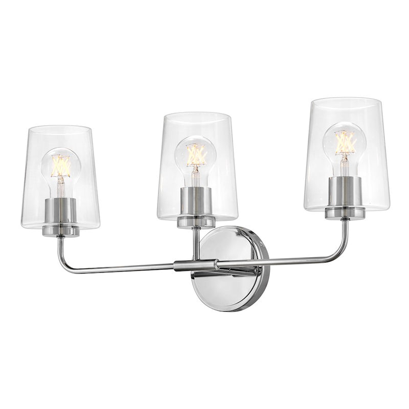 Lark Kline 3-Light Bath Vanity | Transitional Chrome Steel and Clear Glass | Bathroom Vanity & Powder Room | 23.75 x 11 x 6.25 in | Model 853453CM-CL