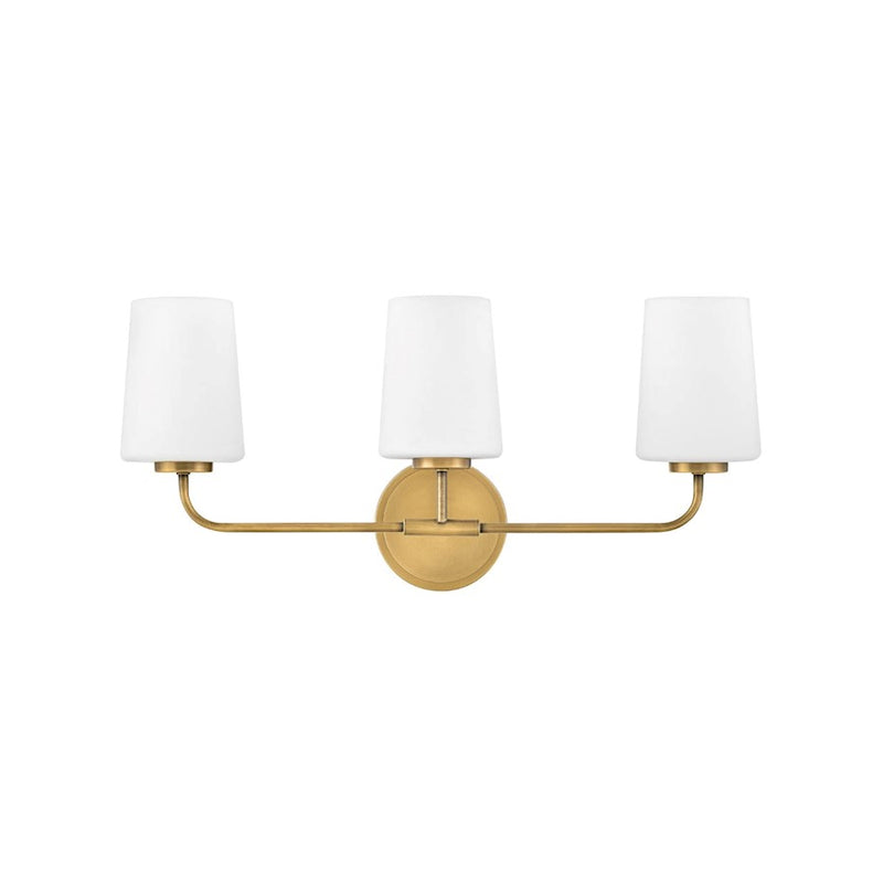 Lark Kline 24in 3-Light Bath Vanity | Transitional Heritage Brass Steel and Etched Opal Glass | Bathroom Vanity & Powder Room | 6 x 24 x | Model 853453HB