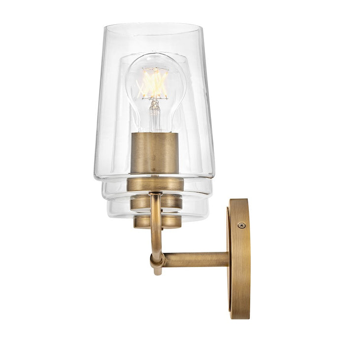 Lark Kline 3 Light Medium Bath Vanity, Heritage Brass/Clear