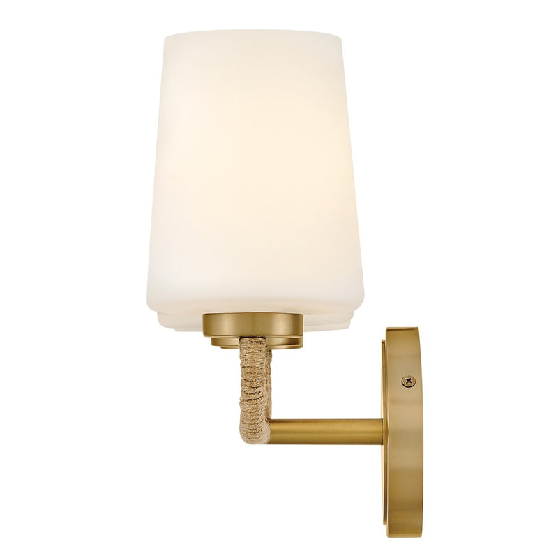Lark Kline 23in 3-Light Vanity Light | Coastal Lacquered Brass Steel and Natural Rope with Etched Opal Glass | Bathroom Vanity & | Model 853453LCB-NAT