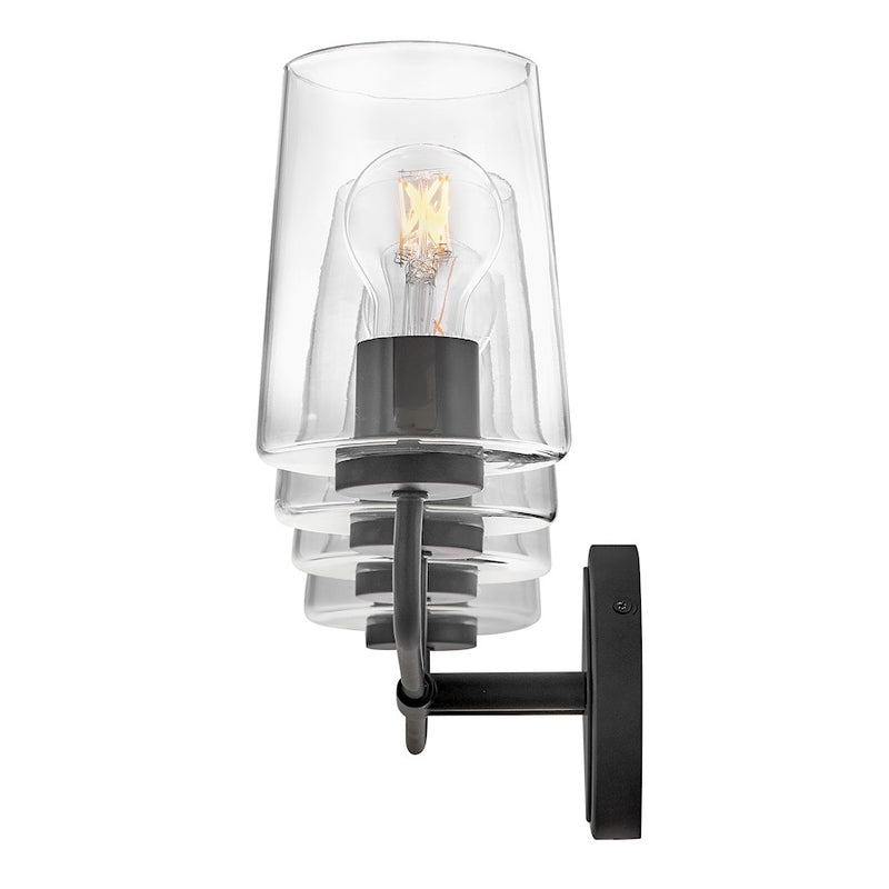 Lark Lighting Kline 4-Light Bath Vanity Light | Black Finish | Clear Glass Shade | Transitional Vanity Light Above the Bathroom Mirror | 853454BK-CL