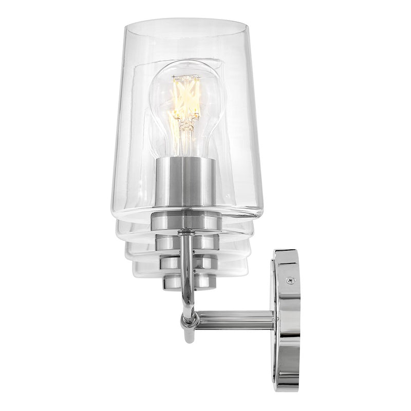 Lark Kline 33in 4-Light Bath Vanity | Transitional Chrome Steel and Clear Glass | Bathroom Vanity Above Mirror | 6.25 x 33 x 11 in | Model 853454CM-CL