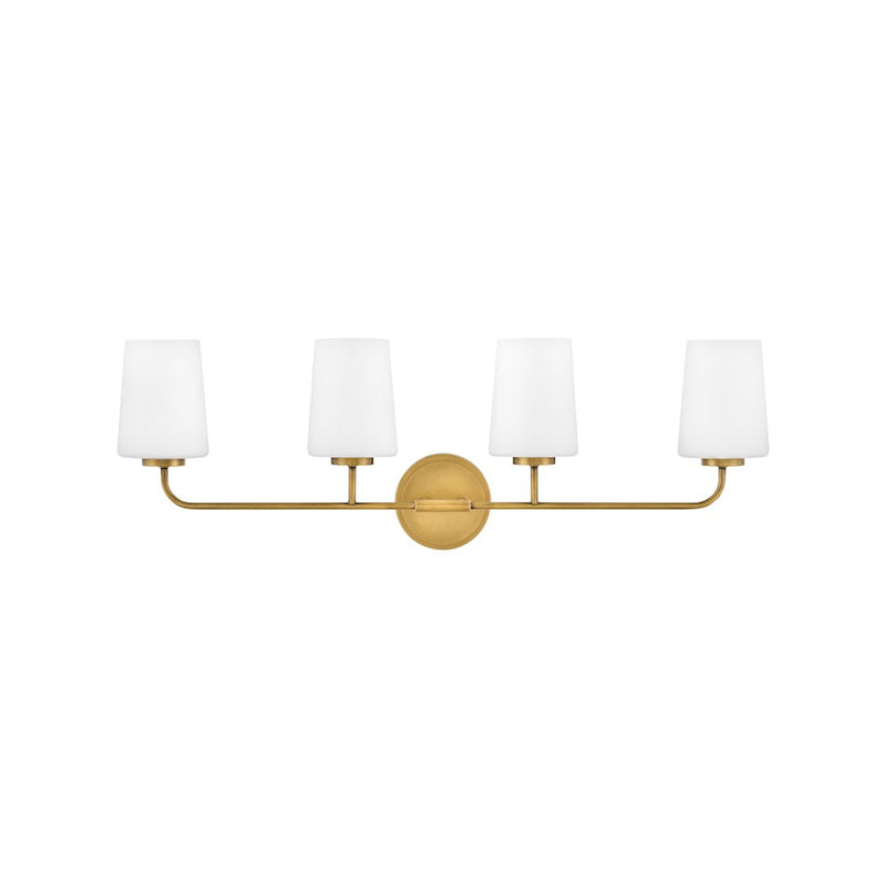 Lark Lighting Kline 4-Light Bath Vanity Light | Heritage Brass Finish | Transitional Vanity Light | Damp Rated Hardwired Installation | 853454HB-CL