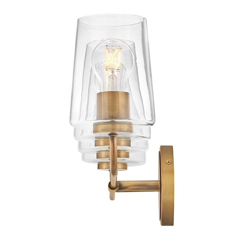 Lark Lighting Kline 4-Light Bath Vanity Light | Heritage Brass Finish | Transitional Vanity Light | Damp Rated Hardwired Installation | 853454HB-CL
