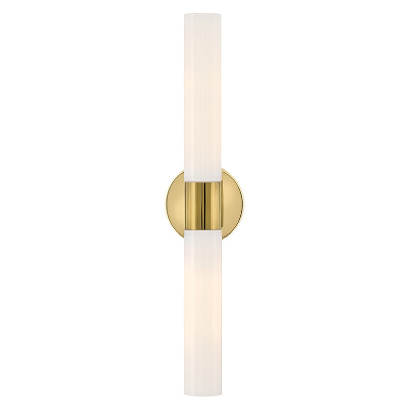 Lark Shea 2 Light Large Vanity, Bright Brass/Cased Opal