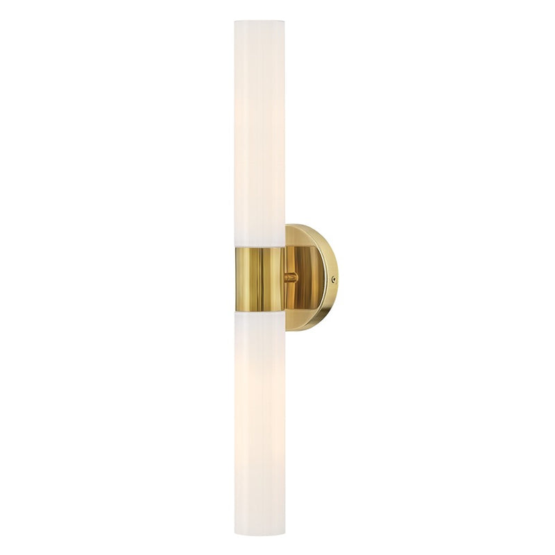 Lark Shea 24in 2-Light Vanity Light | Modern Bright Brass Steel and Cased Opal Glass | Bathroom Vanity | 4 x 5 x 24 in | Model 85402BBR-CO