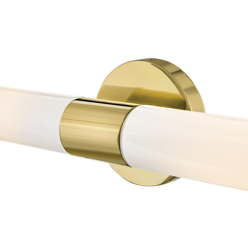 Lark Shea 24in 2-Light Vanity Light | Modern Bright Brass Steel and Cased Opal Glass | Bathroom Vanity | 4 x 5 x 24 in | Model 85402BBR-CO