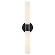 Lark Shea 2 Light Large Vanity, Black/Cased Opal - 85402BK-CO