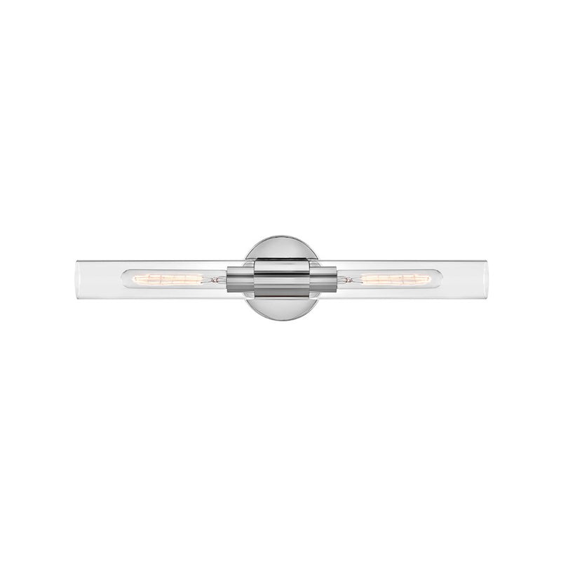 Lark Shea 24in 2-Light Bath Vanity | Transitional Lacquered Brass Steel and Clear Glass | Bathroom & Powder Room Vanity Light | 3.75 x 24 | Model 85402LCB