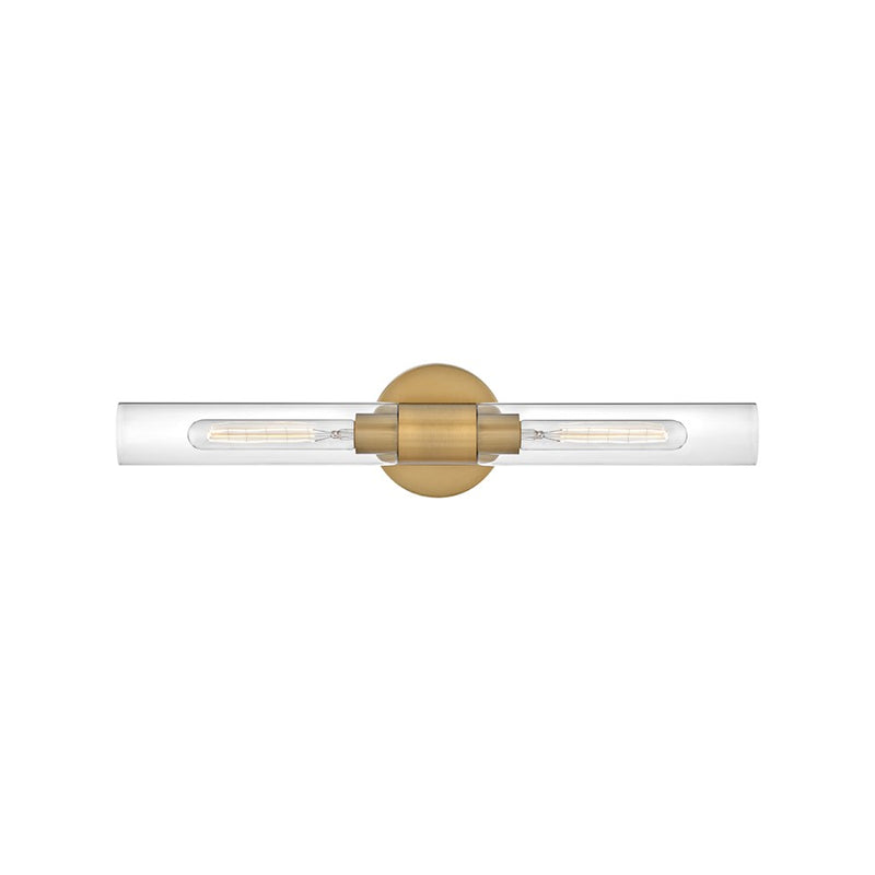 Lark Shea 24in 2-Light Bath Vanity | Transitional Lacquered Brass Steel and Clear Glass | Bathroom & Powder Room Vanity Light | 3.75 x 24 | Model 85402LCB