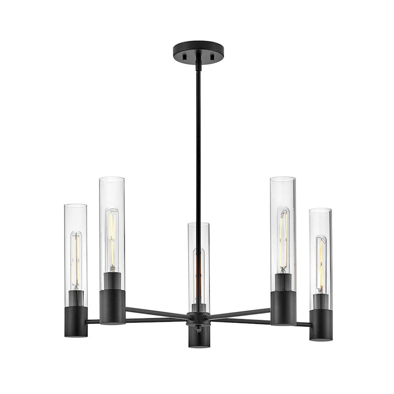 Lark Shea 5 Light Medium Single Tier Chandelier, Black/Clear