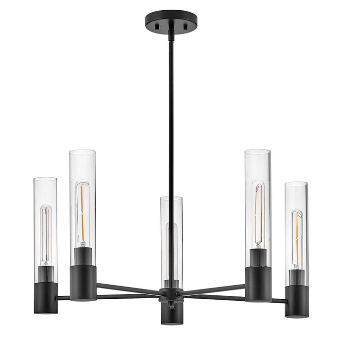 Lark Shea 5 Light Medium Single Tier Chandelier, Black/Clear