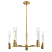 Lark Shea 5 Light Medium Single Tier Chandelier, Brass/Clear - 85405LCB