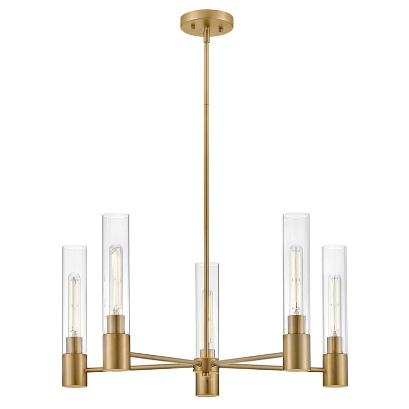 Lark Shea 5 Light Medium Single Tier Chandelier, Brass/Clear
