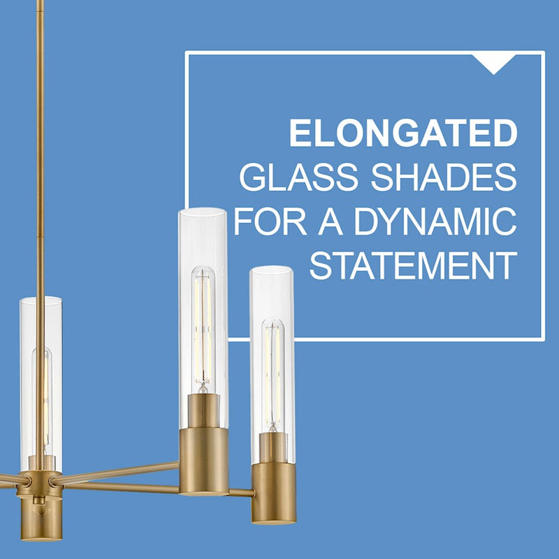 Lark Shea 5 Light Medium Single Tier Chandelier, Brass/Clear