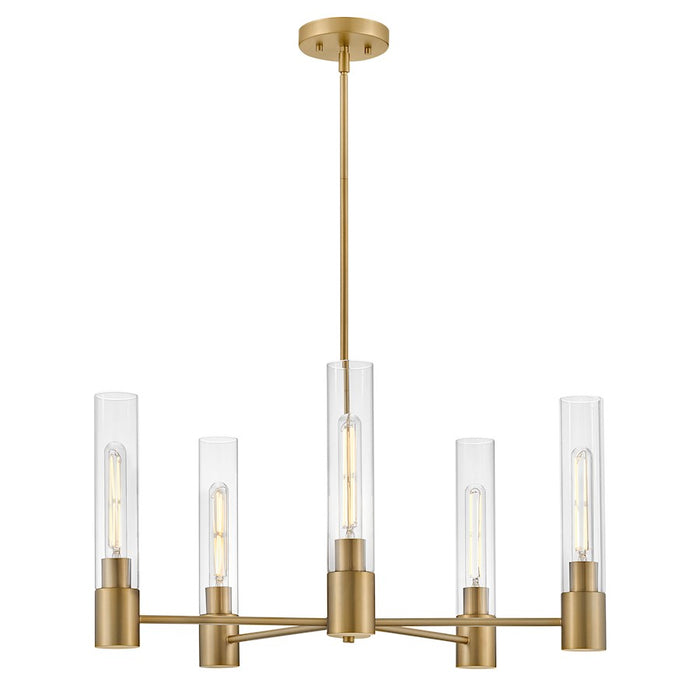 Lark Shea 5 Light Medium Single Tier Chandelier, Brass/Clear