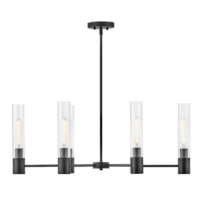 Lark Shea 6 Light Small Linear Chandelier, Black/Clear