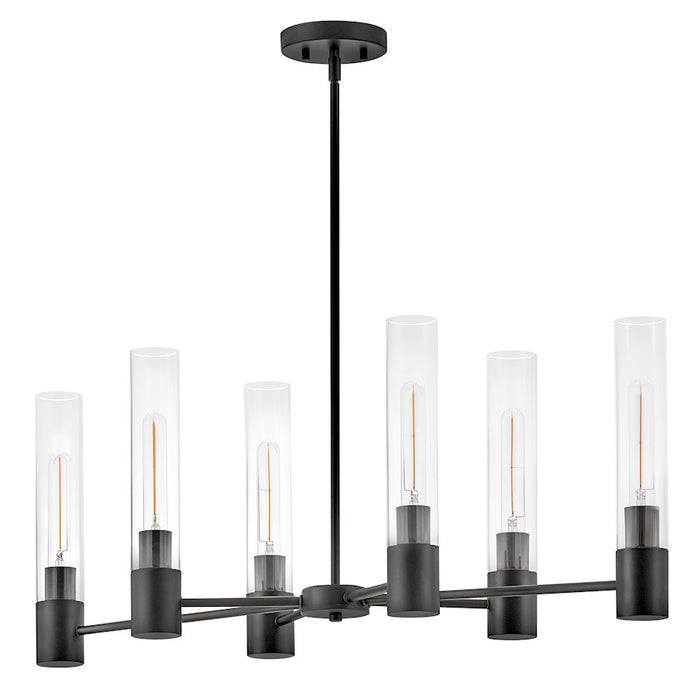 Lark Shea 6 Light Small Linear Chandelier, Black/Clear