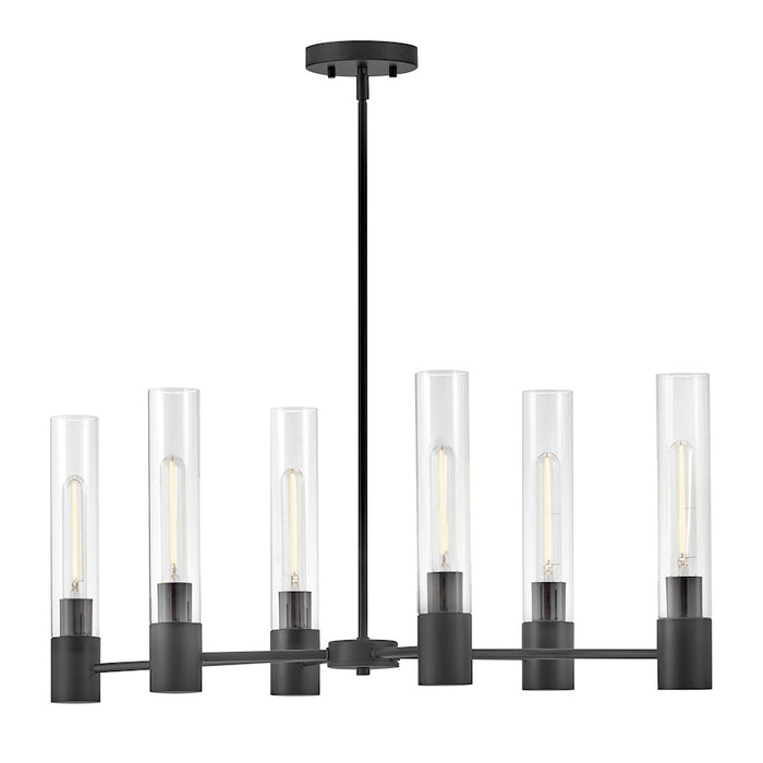 Lark Shea 6 Light Small Linear Chandelier, Black/Clear