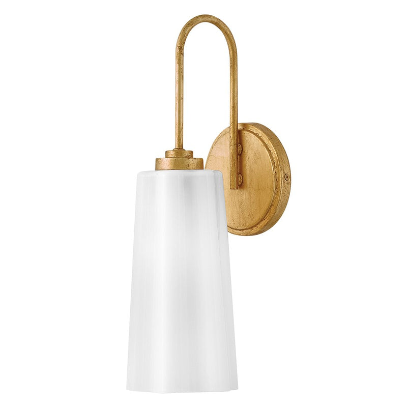 Lark Honey 1-Light Vanity Light | Classic Distressed Brass Steel and Cased Opal Glass | Bathroom Vanity & Powder Room | 7 x 5.25 x 16.75 in | Model 85410DA