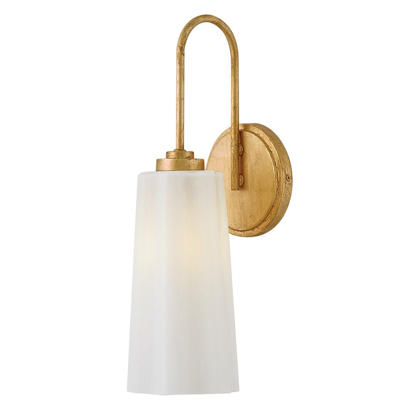 Lark Honey 1-Light Vanity Light | Classic Distressed Brass Steel and Cased Opal Glass | Bathroom Vanity & Powder Room | 7 x 5.25 x 16.75 in | Model 85410DA