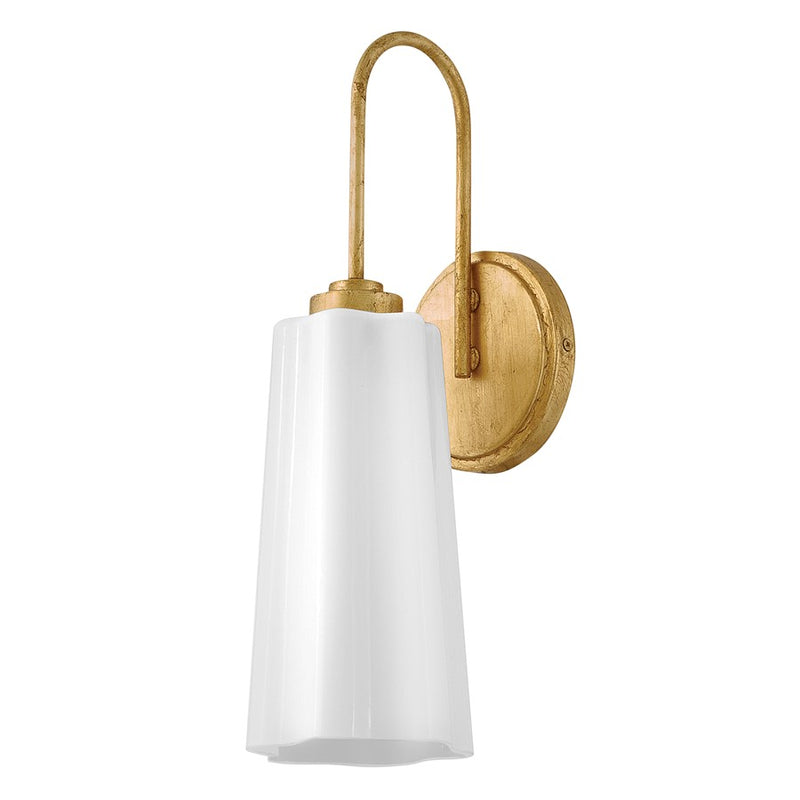 Lark Honey 1-Light Vanity Light | Classic Distressed Brass Steel and Cased Opal Glass | Bathroom Vanity & Powder Room | 7 x 5.25 x 16.75 in | Model 85410DA