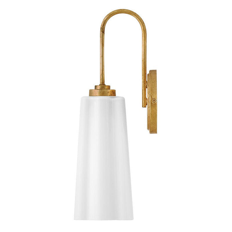 Lark Honey 1-Light Vanity Light | Classic Distressed Brass Steel and Cased Opal Glass | Bathroom Vanity & Powder Room | 7 x 5.25 x 16.75 in | Model 85410DA