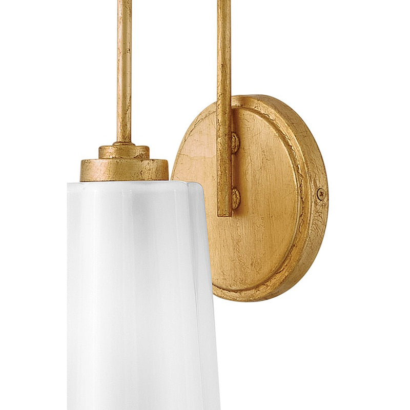 Lark Honey 1-Light Vanity Light | Classic Distressed Brass Steel and Cased Opal Glass | Bathroom Vanity & Powder Room | 7 x 5.25 x 16.75 in | Model 85410DA