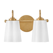 Lark Honey 2 Light Small Vanity, Distressed Brass/Cased Opal - 85412DA