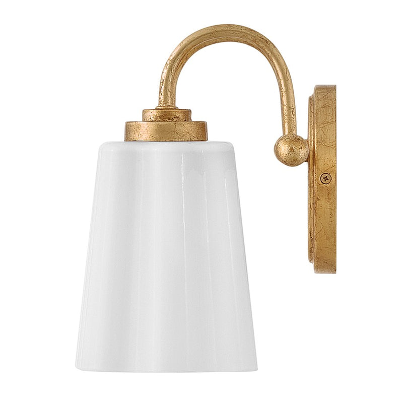 Lark Honey 2-Light Small Vanity Light | Classic Distressed Brass Steel and Cased Opal Glass | Bathroom Vanity & Powder Room | 7 x 13 x 9 in | Model 85412DA