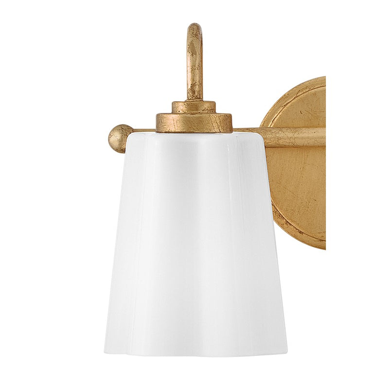 Lark Honey 2-Light Small Vanity Light | Classic Distressed Brass Steel and Cased Opal Glass | Bathroom Vanity & Powder Room | 7 x 13 x 9 in | Model 85412DA
