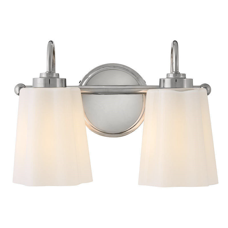 Hinkley Lark Honey 13in 2-Light Bath Vanity | Classic Polished Nickel Steel and Cased Opal Glass | Bathroom Vanity & Powder Room | 7 x 13 | Model 85412PN