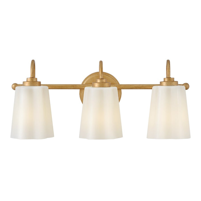 Lark Honey 3 Light Medium Vanity, Distressed Brass/Cased Opal