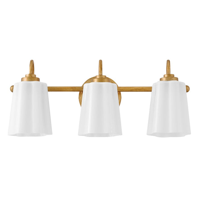 Lark Honey 3 Light Medium Vanity, Distressed Brass/Cased Opal