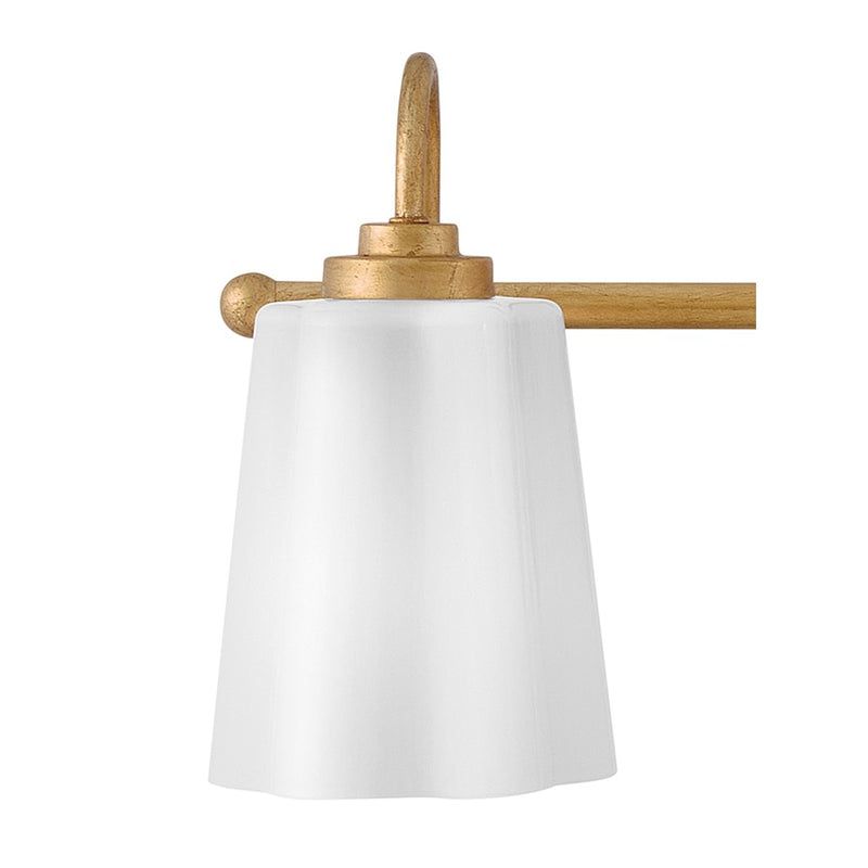 Lark Honey 21in 3-Light Vanity Light | Classic Distressed Brass Steel and Cased Opal Glass | Bathroom Vanity | 7 x 21 x 9 in | Model 85413DA