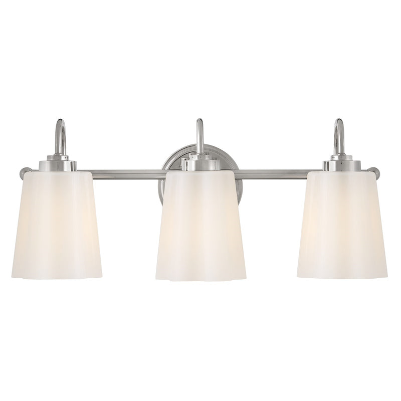 Hinkley Lark Honey 21in 3-Light Bath Vanity | Classic Polished Nickel Steel and Cased Opal Glass | Bathroom Vanity & Powder Room | 7 x 21 | Model 85413PN