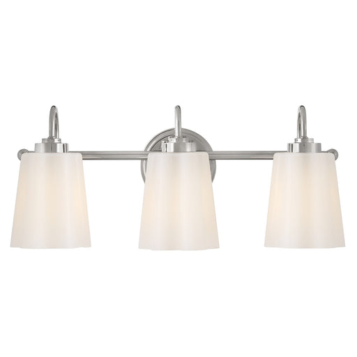 Hinkley Lark Honey 21in 3-Light Bath Vanity | Classic Polished Nickel Steel and Cased Opal Glass | Bathroom Vanity & Powder Room | 7 x 21 | Model 85413PN