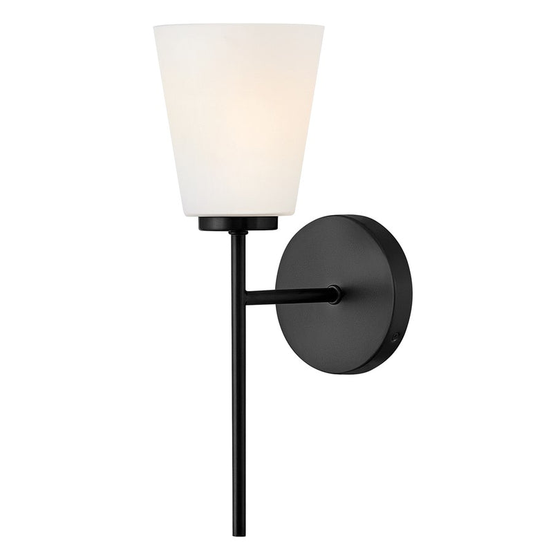 Lark Lighting Bri 16" 1-Light Vanity Light | Black Finish | Etched Opal Glass Shade | Transitional Vanity Light Above the Bathroom Mirror | 85420BK