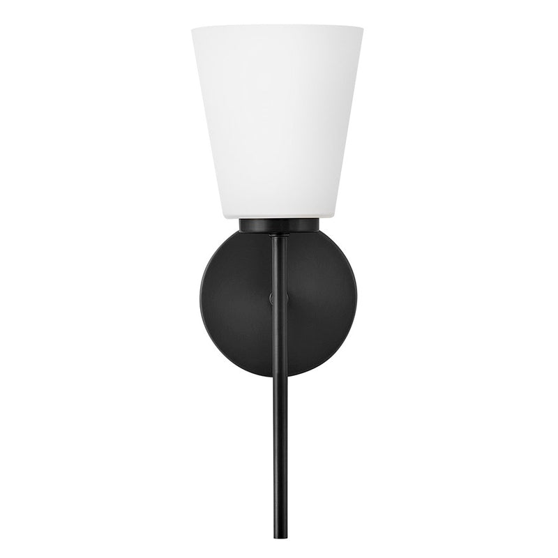 Lark Lighting Bri 16" 1-Light Vanity Light | Black Finish | Etched Opal Glass Shade | Transitional Vanity Light Above the Bathroom Mirror | 85420BK
