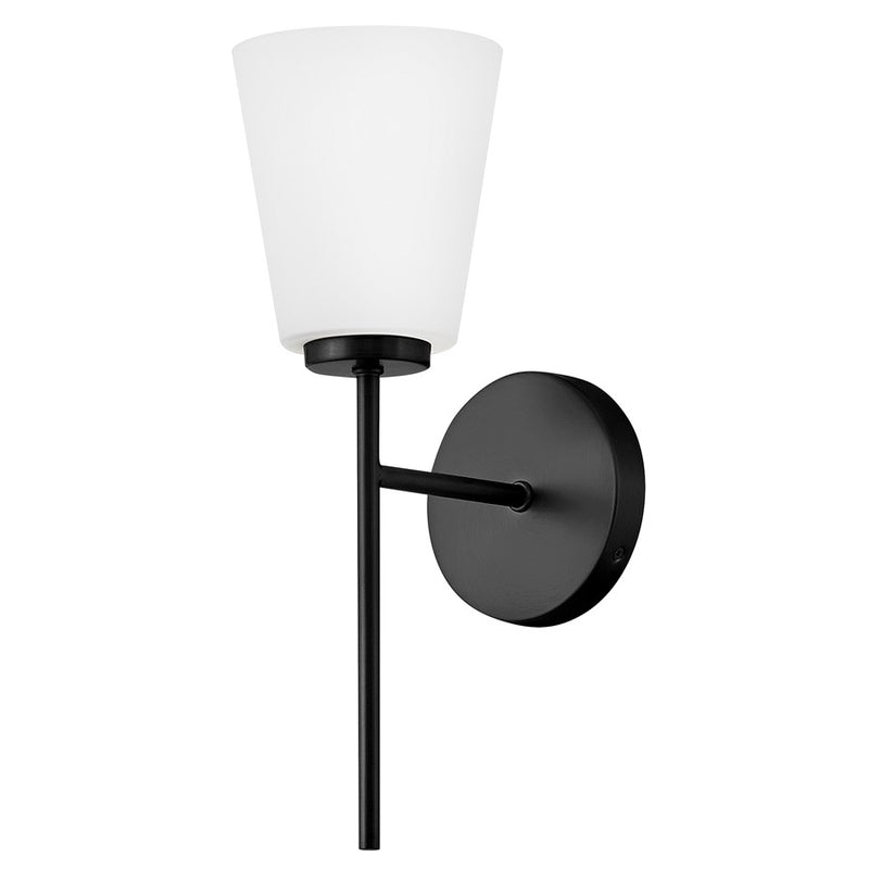 Lark Lighting Bri 16" 1-Light Vanity Light | Black Finish | Etched Opal Glass Shade | Transitional Vanity Light Above the Bathroom Mirror | 85420BK