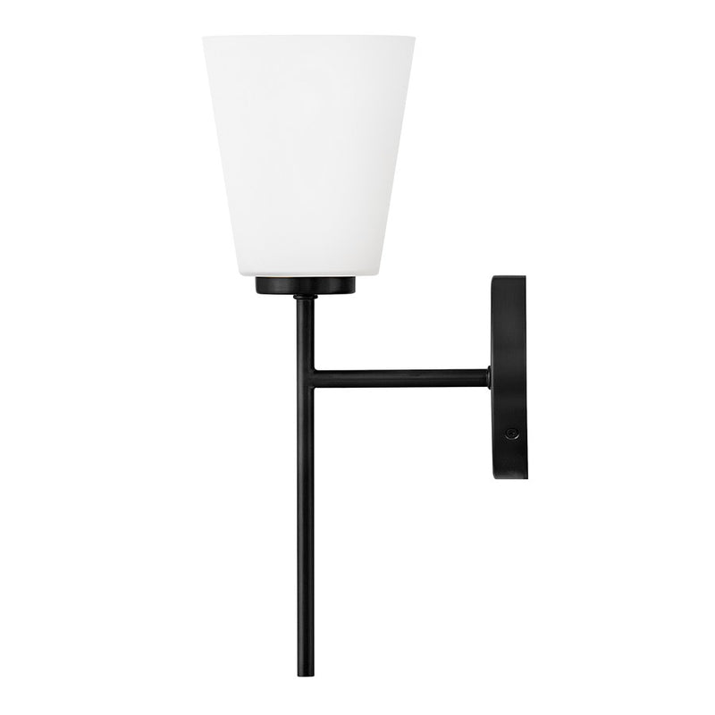 Lark Lighting Bri 16" 1-Light Vanity Light | Black Finish | Etched Opal Glass Shade | Transitional Vanity Light Above the Bathroom Mirror | 85420BK