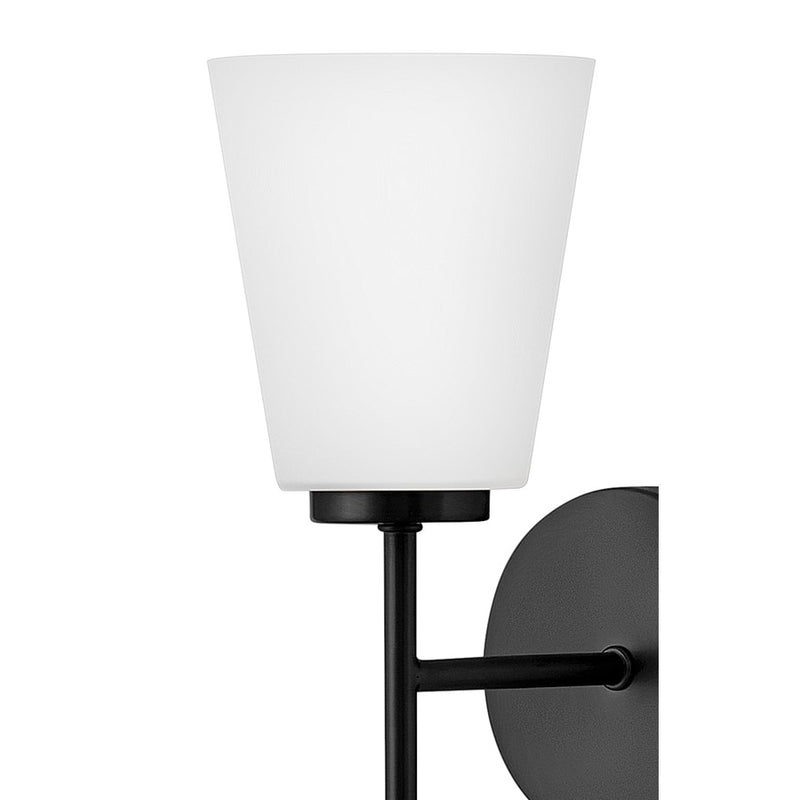 Lark Lighting Bri 16" 1-Light Vanity Light | Black Finish | Etched Opal Glass Shade | Transitional Vanity Light Above the Bathroom Mirror | 85420BK