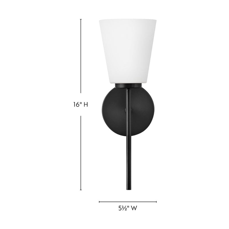 Lark Lighting Bri 16" 1-Light Vanity Light | Black Finish | Etched Opal Glass Shade | Transitional Vanity Light Above the Bathroom Mirror | 85420BK