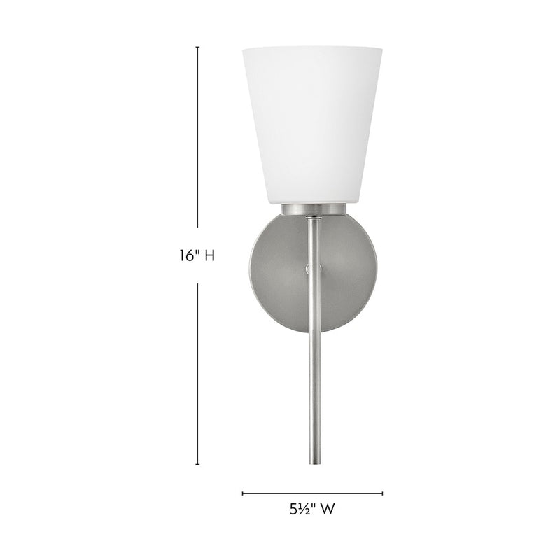 Lark Lighting Bri 16" 1-Light Vanity Light | Brushed Nickel | Etched Opal Glass Shade | Transitional Vanity Light Above the Bathroom Mirror | 85420BN