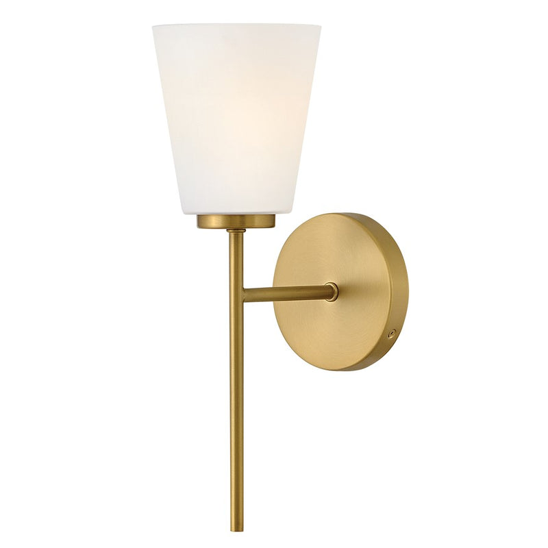 Lark Bri 16in 1-Light Vanity Light | Transitional Lacquered Brass Steel and Etched Opal Glass | Bathroom Vanity | 8 x 5 x 16 in | Model 85420LCB