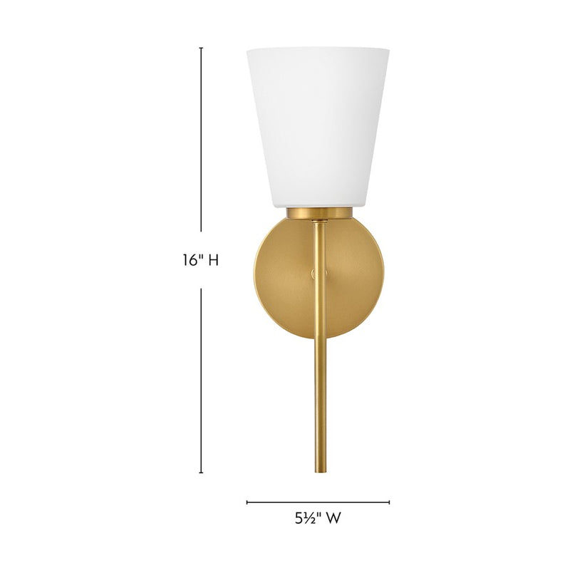 Lark Bri 1 Light 16" Vanity, Lacquered Brass/Etched Opal