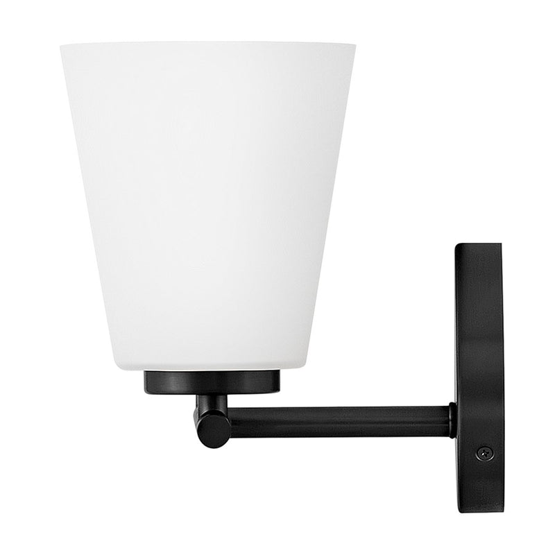 Lark Bri 15in 2-Light Vanity Light | Transitional Black Steel and Etched Opal Glass | Bathroom Vanity | 8.25 x 15 x 9 in | Model 85422BK