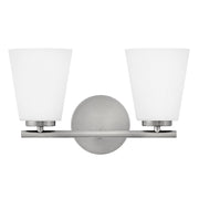 Lark Bri 2 Light 15" Vanity, Brushed Nickel/Etched Opal - 85422BN