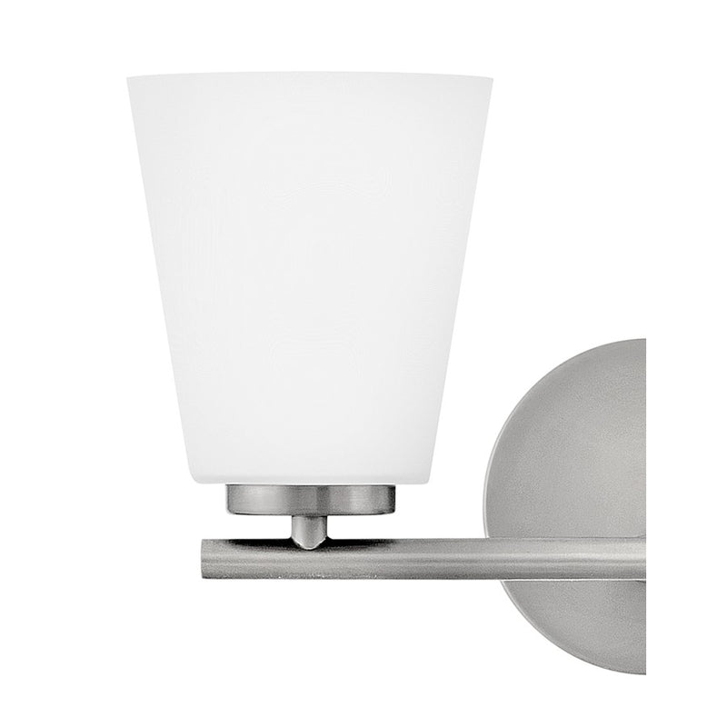 Lark Bri 15in 2-Light Vanity Light | Transitional Brushed Nickel Steel and Etched Opal Glass | Bathroom Vanity | 8 x 15 x 9 in | Model 85422BN